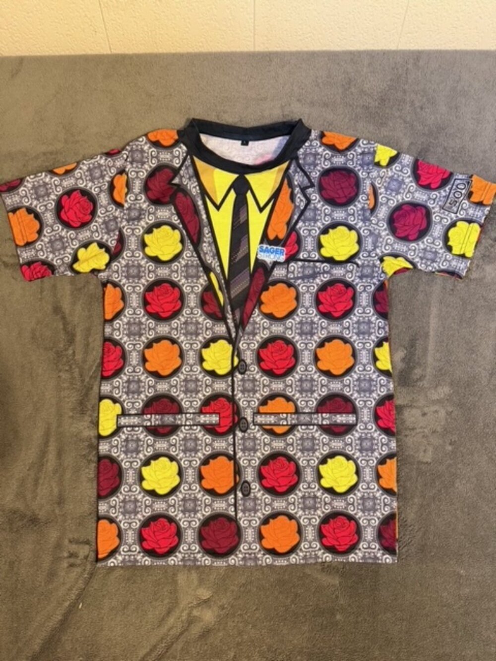 Craig Sager (CancerTribute) Polo Shirt Mens Floral Rose Print Suit Print NBA